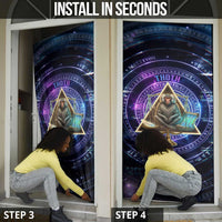 Thoth Ancient Egyptian Cosmic Door Cover with Sacred Eye and Baboon Symbol Theme