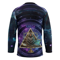 Thoth Ancient Egyptian Cosmic Hockey Jersey with Sacred Eye and Baboon Symbol Theme