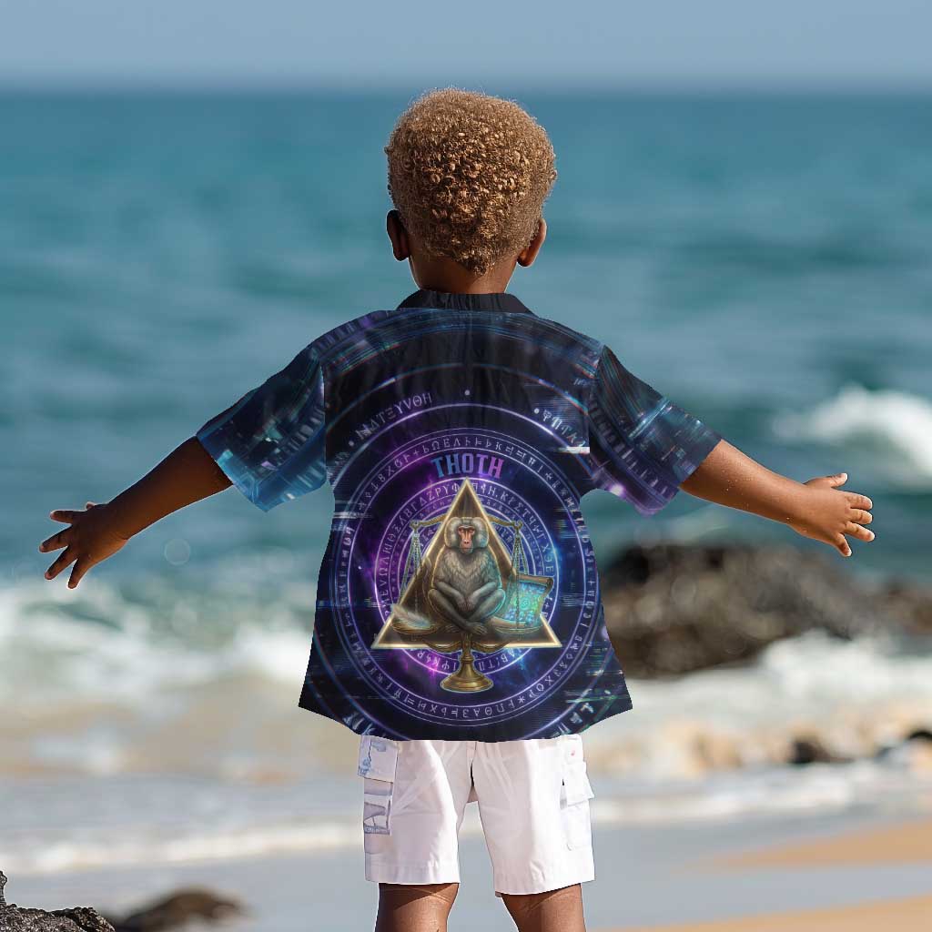 Thoth Ancient Egyptian Cosmic Kid Hawaiian Shirt with Sacred Eye and Baboon Symbol Theme