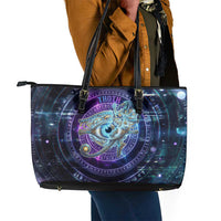 Thoth Ancient Egyptian Cosmic Leather Tote Bag with Sacred Eye and Baboon Symbol Theme