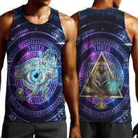 Thoth Ancient Egyptian Cosmic Men Tank Top with Sacred Eye and Baboon Symbol Theme