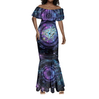 Thoth Ancient Egyptian Cosmic Mermaid Dress with Sacred Eye and Baboon Symbol Theme