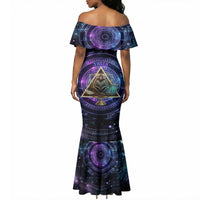 Thoth Ancient Egyptian Cosmic Mermaid Dress with Sacred Eye and Baboon Symbol Theme