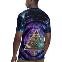 Thoth Ancient Egyptian Cosmic Rugby Jersey with Sacred Eye and Baboon Symbol Theme