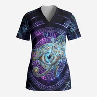 Thoth Ancient Egyptian Cosmic Scrub Top with Sacred Eye and Baboon Symbol Theme