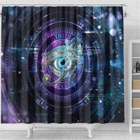 Thoth Ancient Egyptian Cosmic Shower Curtain with Sacred Eye and Baboon Symbol Theme