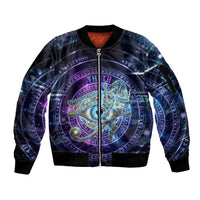 Thoth Ancient Egyptian Cosmic Sleeve Zip Bomber Jacket with Sacred Eye and Baboon Symbol Theme
