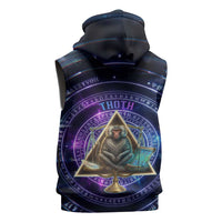 Thoth Ancient Egyptian Cosmic Sleeveless Hoodie with Sacred Eye and Baboon Symbol Theme
