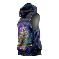 Thoth Ancient Egyptian Cosmic Sleeveless Hoodie with Sacred Eye and Baboon Symbol Theme