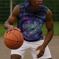 Thoth Ancient Egyptian Cosmic Sleeveless Hoodie with Sacred Eye and Baboon Symbol Theme