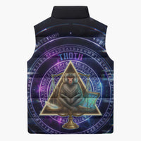 Thoth Ancient Egyptian Cosmic Sleeveless Puffer Jacket with Sacred Eye and Baboon Symbol Theme