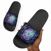 Thoth Ancient Egyptian Cosmic Slide Sandals with Sacred Eye and Baboon Symbol Theme