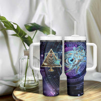 Thoth Ancient Egyptian Cosmic Tumbler With Handle with Sacred Eye and Baboon Symbol Theme