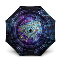 Thoth Ancient Egyptian Cosmic Umbrella with Sacred Eye and Baboon Symbol Theme