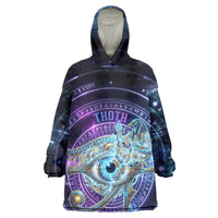 Thoth Ancient Egyptian Cosmic Wearable Blanket Hoodie with Sacred Eye and Baboon Symbol Theme