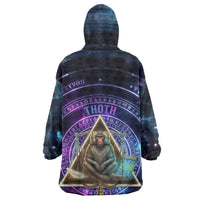 Thoth Ancient Egyptian Cosmic Wearable Blanket Hoodie with Sacred Eye and Baboon Symbol Theme