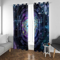 Thoth Ancient Egyptian Cosmic Window Curtain with Sacred Eye and Baboon Symbol Theme