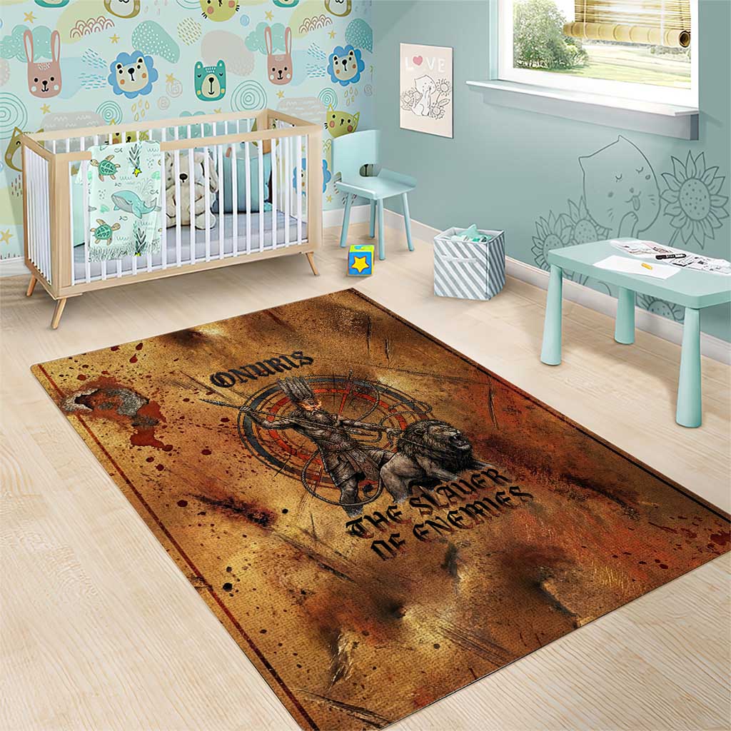 Onuris Area Rug Egyptian War God Slayer of Enemies Spear Lion Ancient Battle