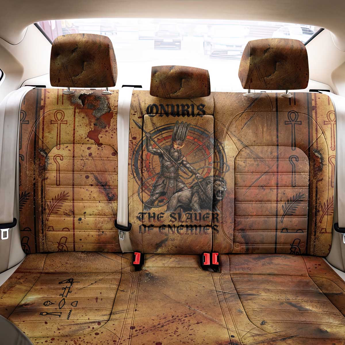 Onuris Back Car Seat Cover Egyptian War God Slayer of Enemies Spear Lion Ancient Battle