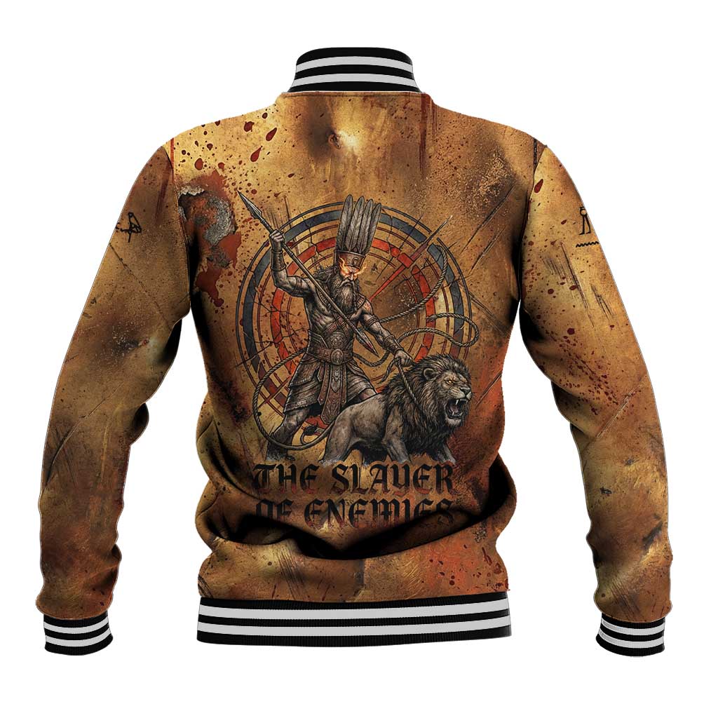Onuris Baseball Jacket Egyptian War God Slayer of Enemies Spear Lion Ancient Battle
