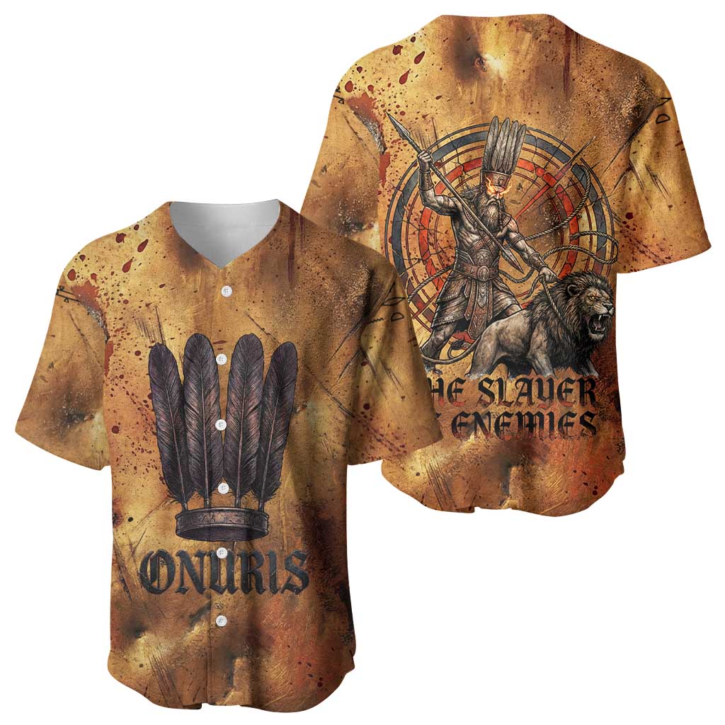 Onuris Baseball Jersey Egyptian War God Slayer of Enemies Spear Lion Ancient Battle