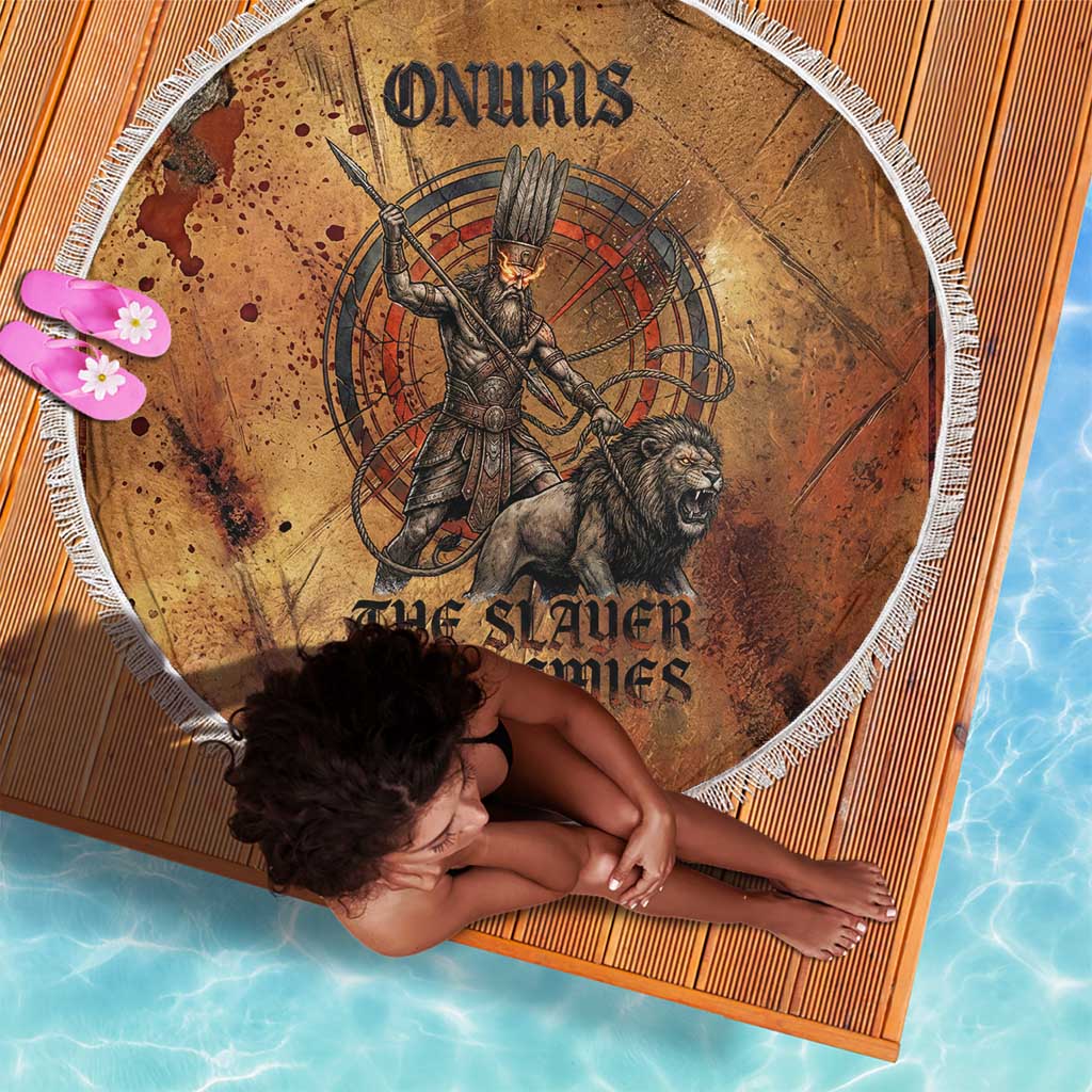 Onuris Beach Blanket Egyptian War God Slayer of Enemies Spear Lion Ancient Battle