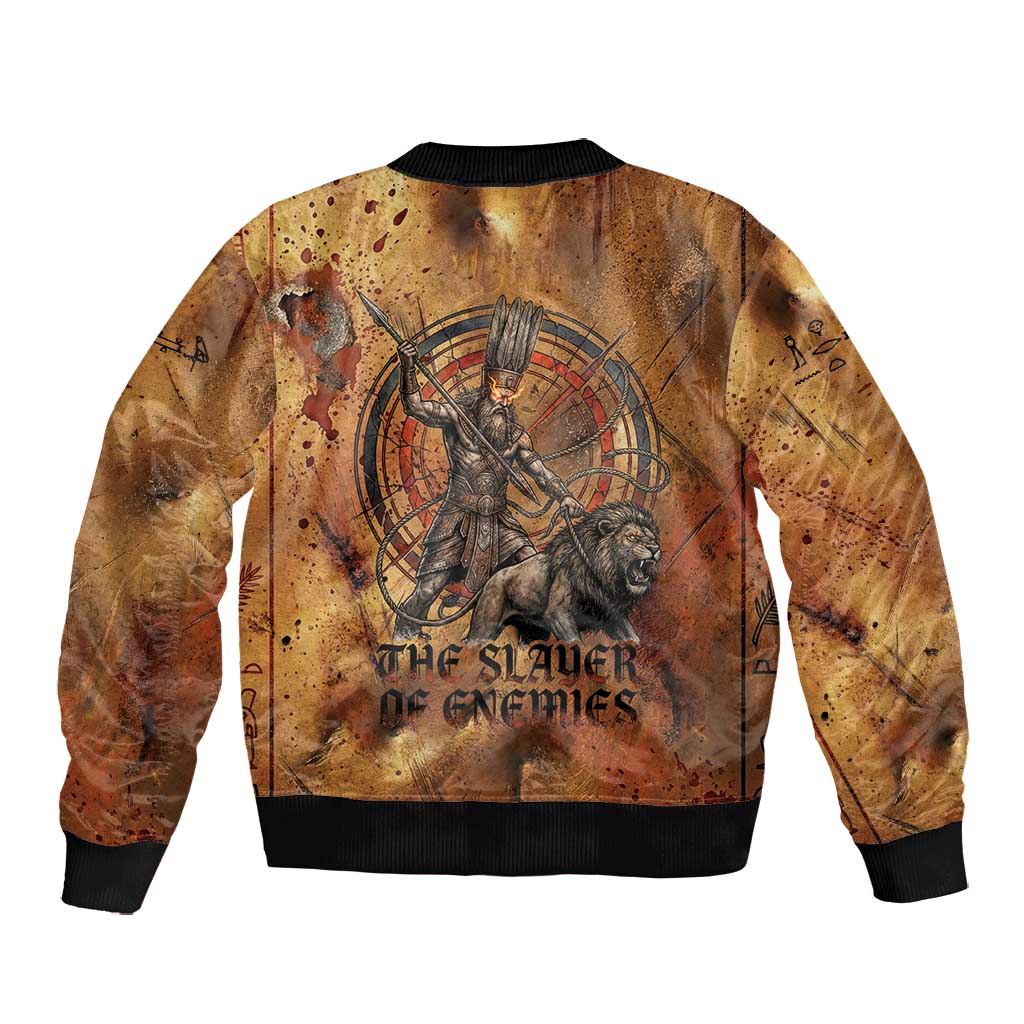Onuris Bomber Jacket Egyptian War God Slayer of Enemies Spear Lion Ancient Battle
