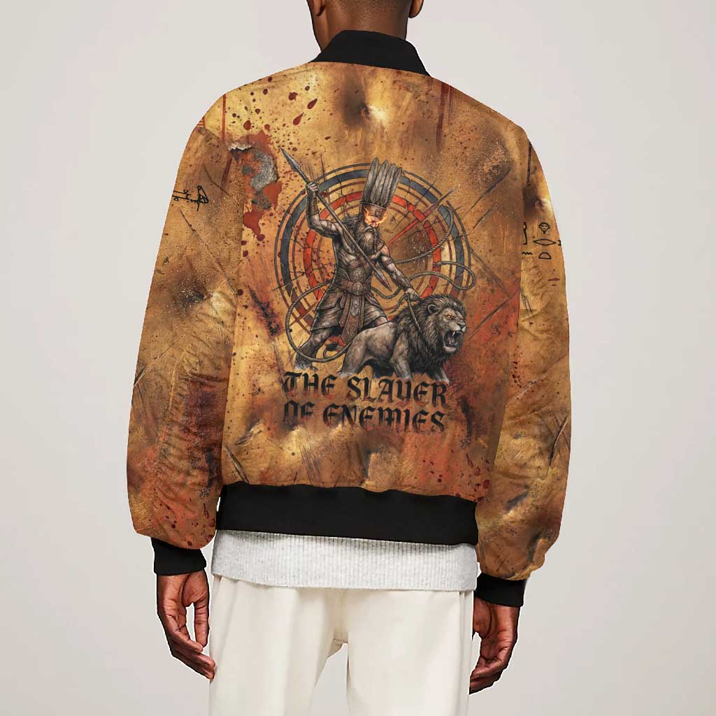 Onuris Bomber Jacket Egyptian War God Slayer of Enemies Spear Lion Ancient Battle