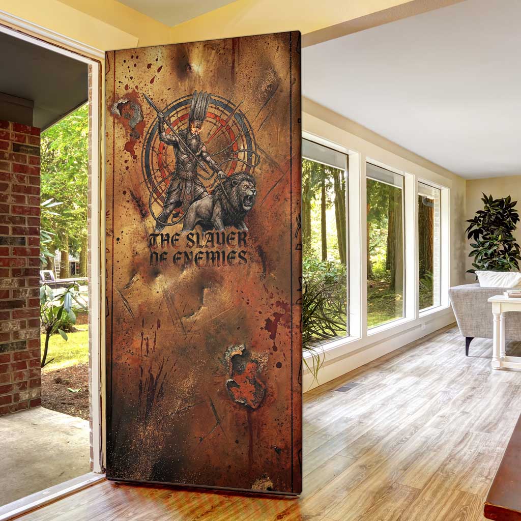 Onuris Door Cover Egyptian War God Slayer of Enemies Spear Lion Ancient Battle
