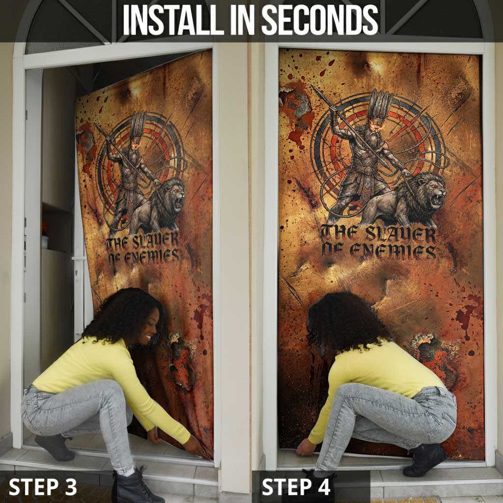Onuris Door Cover Egyptian War God Slayer of Enemies Spear Lion Ancient Battle