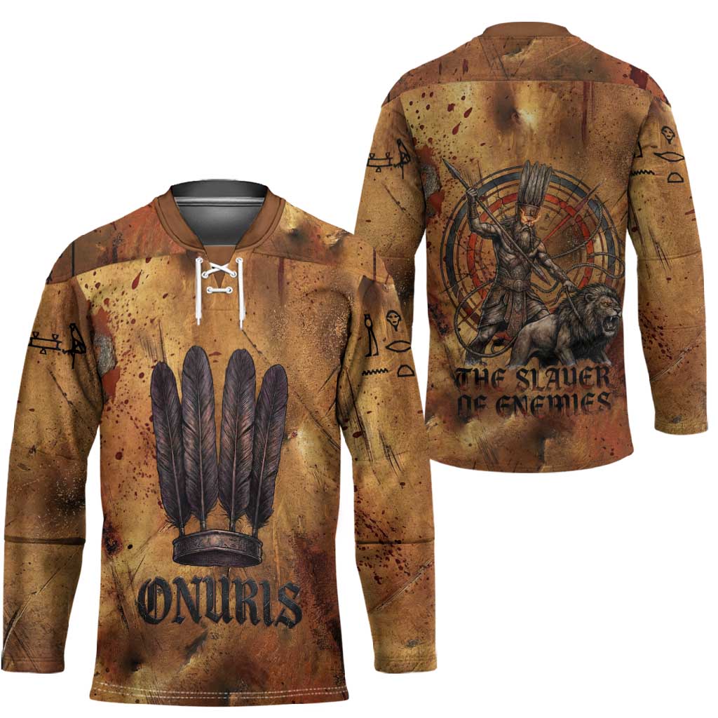 Onuris Hockey Jersey Egyptian War God Slayer of Enemies Spear Lion Ancient Battle