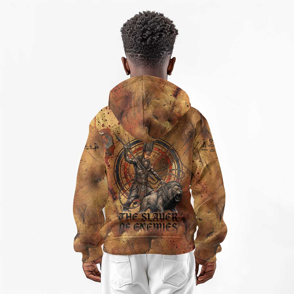 Onuris Kid Hoodie Egyptian War God Slayer of Enemies Spear Lion Ancient Battle