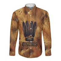 Onuris Long Sleeve Button Shirt Egyptian War God Slayer of Enemies Spear Lion Ancient Battle