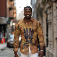 Onuris Long Sleeve Button Shirt Egyptian War God Slayer of Enemies Spear Lion Ancient Battle