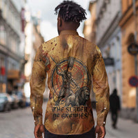 Onuris Long Sleeve Button Shirt Egyptian War God Slayer of Enemies Spear Lion Ancient Battle