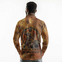 Onuris Long Sleeve Polo Shirt Egyptian War God Slayer of Enemies Spear Lion Ancient Battle