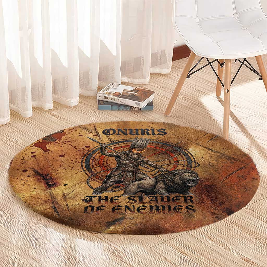 Onuris Round Carpet Egyptian War God Slayer of Enemies Spear Lion Ancient Battle
