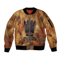 Onuris Sleeve Zip Bomber Jacket Egyptian War God Slayer of Enemies Spear Lion Ancient Battle