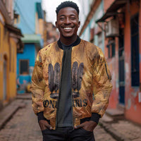 Onuris Sleeve Zip Bomber Jacket Egyptian War God Slayer of Enemies Spear Lion Ancient Battle