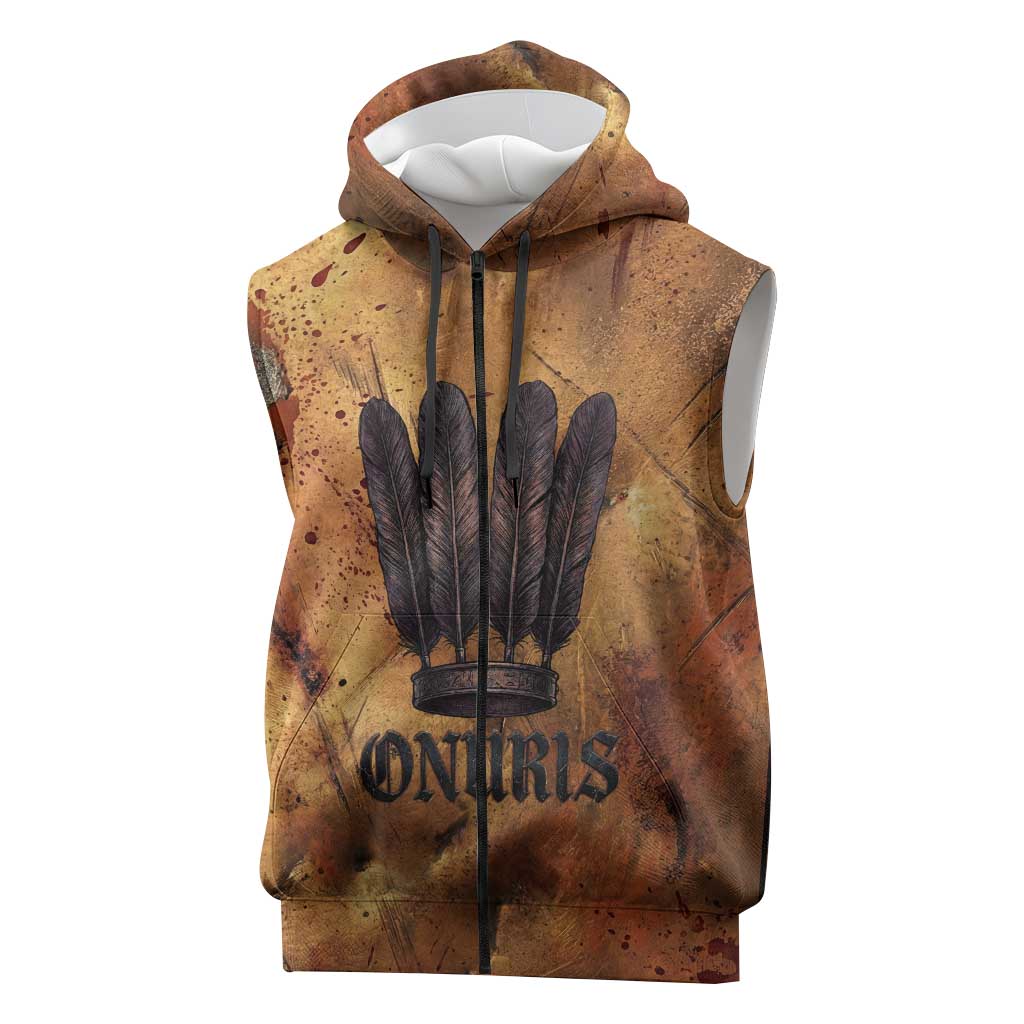 Onuris Sleeveless Zip Hoodie Egyptian War God Slayer of Enemies Spear Lion Ancient Battle