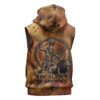 Onuris Sleeveless Zip Hoodie Egyptian War God Slayer of Enemies Spear Lion Ancient Battle