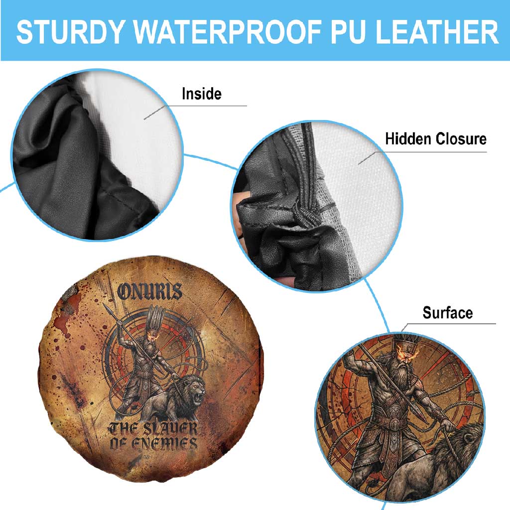 Onuris Spare Tire Cover Egyptian War God Slayer of Enemies Spear Lion Ancient Battle