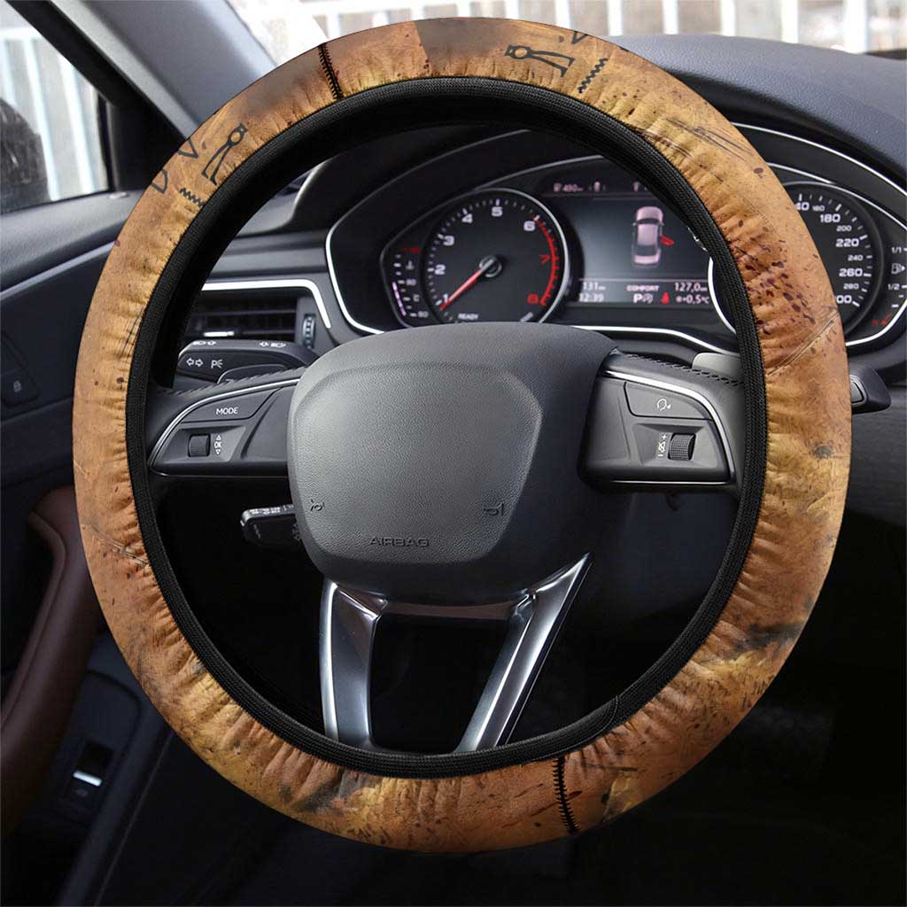 Onuris Steering Wheel Cover Egyptian War God Slayer of Enemies Spear Lion Ancient Battle