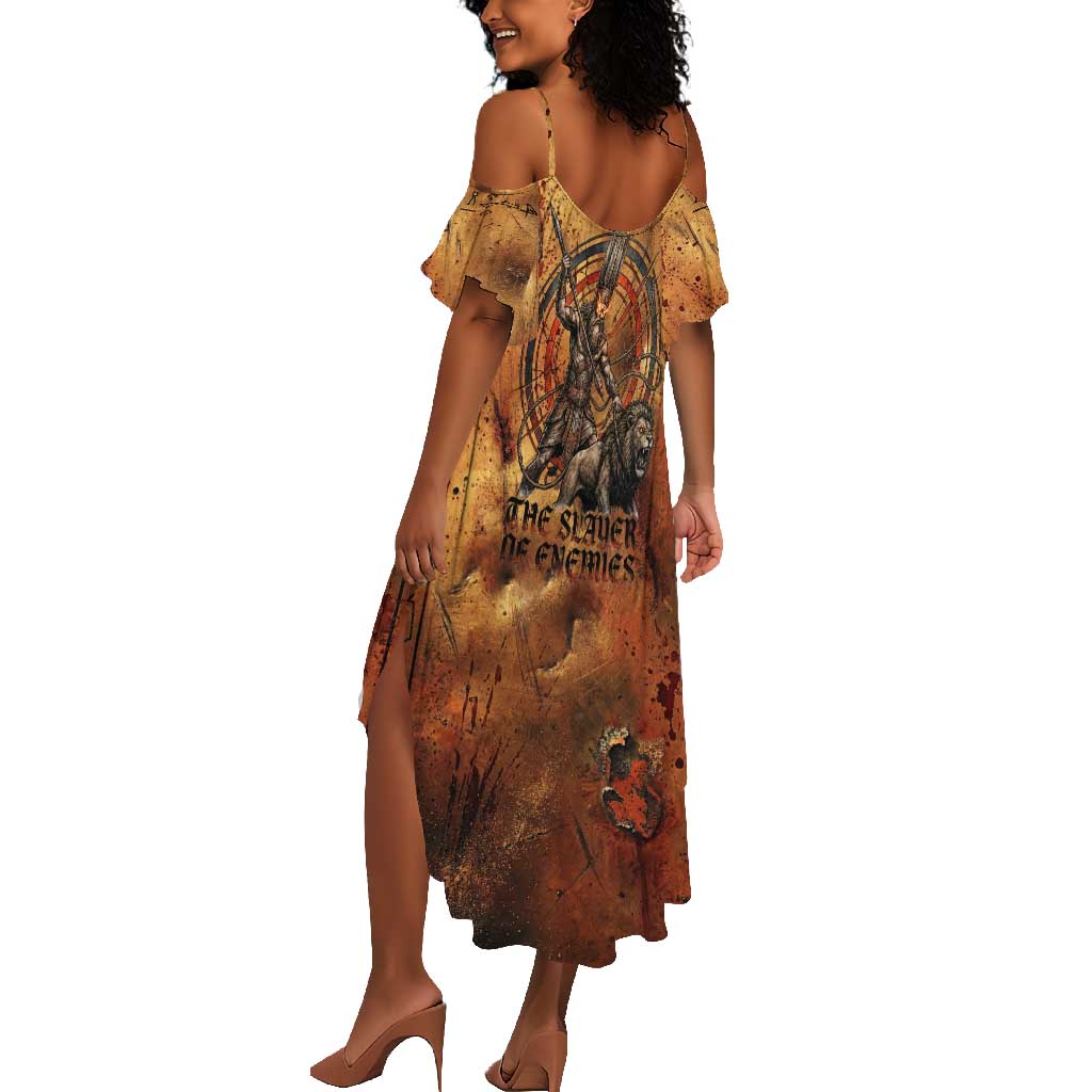 Onuris Summer Maxi Dress Egyptian War God Slayer of Enemies Spear Lion Ancient Battle