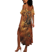 Onuris Summer Maxi Dress Egyptian War God Slayer of Enemies Spear Lion Ancient Battle