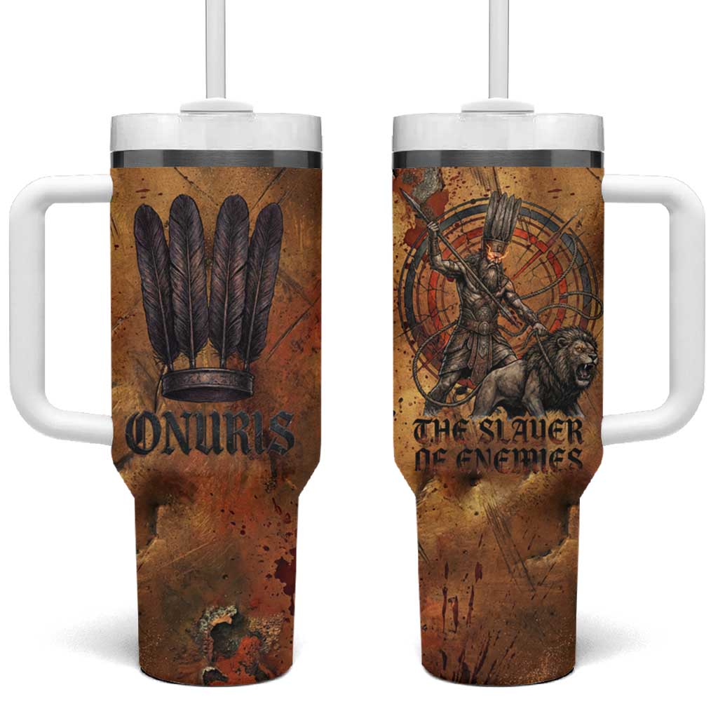 Onuris Tumbler With Handle Egyptian War God Slayer of Enemies Spear Lion Ancient Battle
