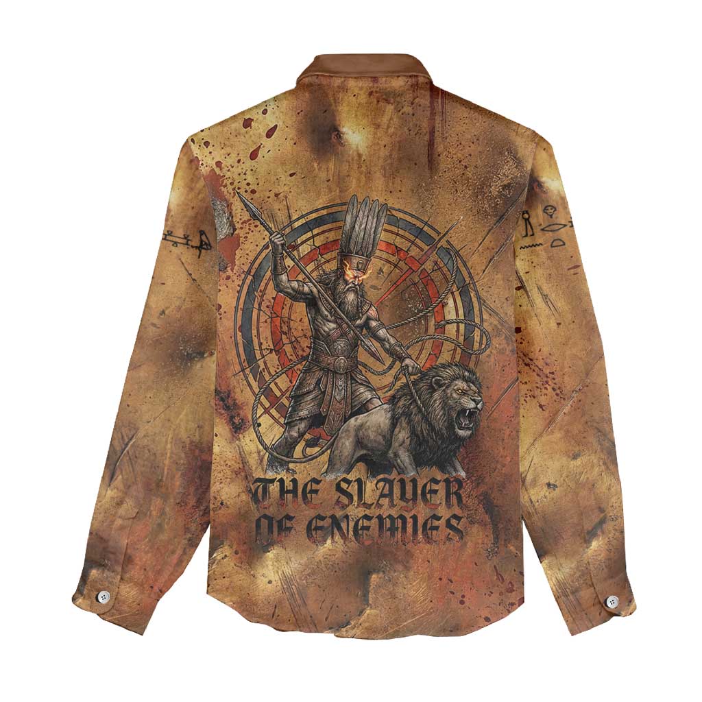 Onuris Women Casual Shirt Egyptian War God Slayer of Enemies Spear Lion Ancient Battle