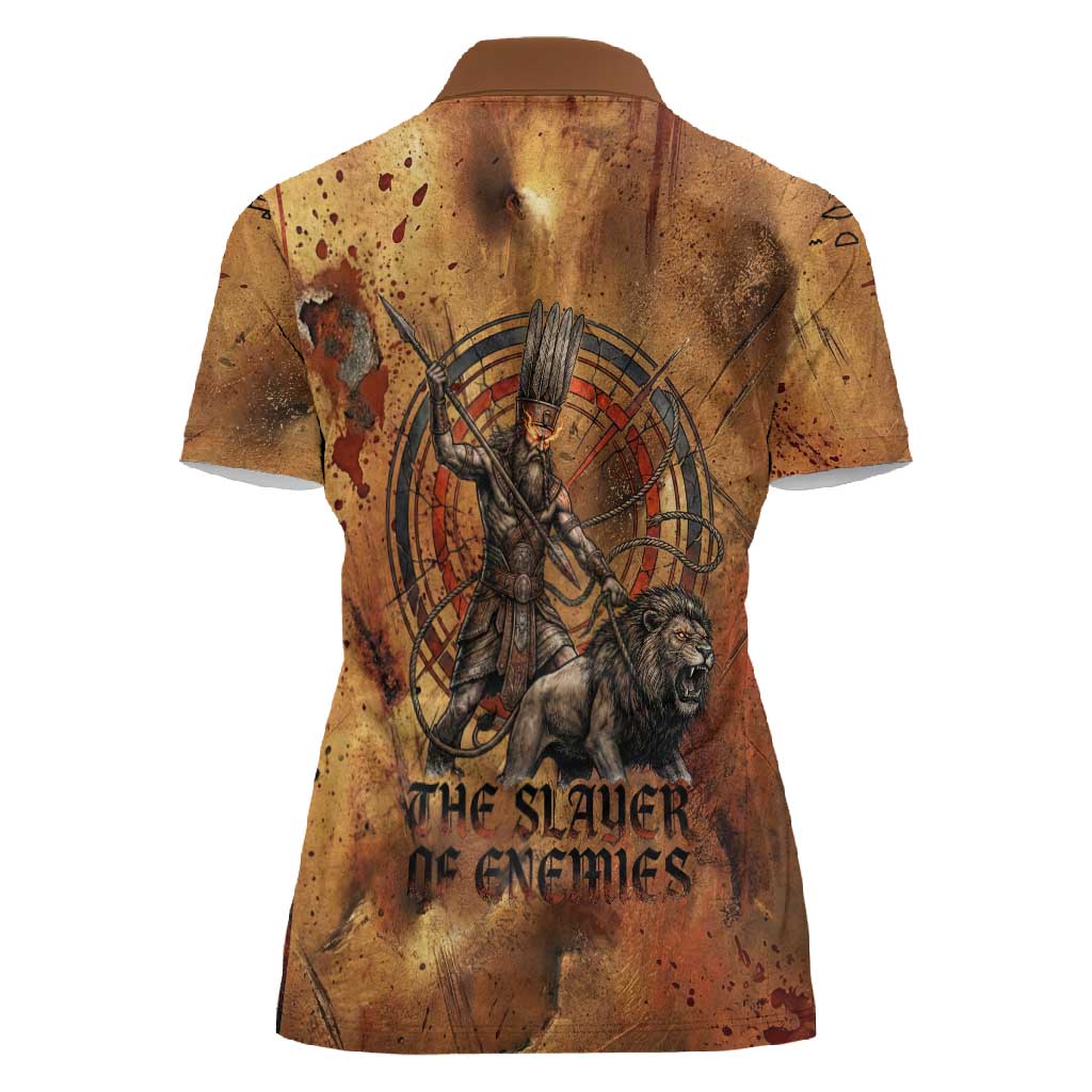 Onuris Women Polo Shirt Egyptian War God Slayer of Enemies Spear Lion Ancient Battle