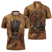 Onuris Zipper Polo Shirt Egyptian War God Slayer of Enemies Spear Lion Ancient Battle