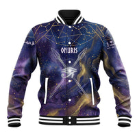 Onuris Baseball Jacket Cosmic Warrior Egyptian God Eye of Horus Spears Starry Night